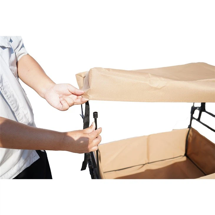 Collapsible Beach Trolley Folding Wagon With Canopy